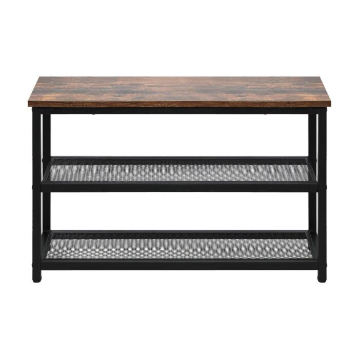 Oikiture Shoe Storage Bench with 2-Tier Mesh Shelf - Image 4