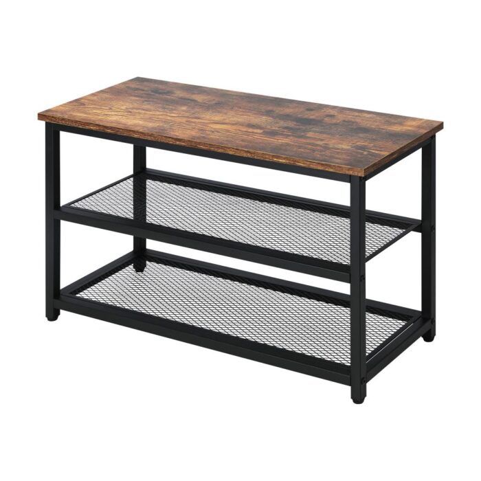 Oikiture Shoe Storage Bench with 2-Tier Mesh Shelf - Image 2