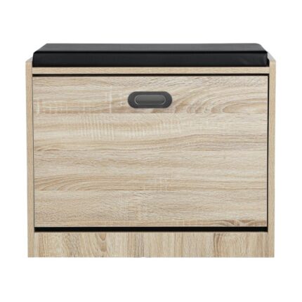 Oikiture Shoe Storage Bench with PU Seat 0.6M Wooden