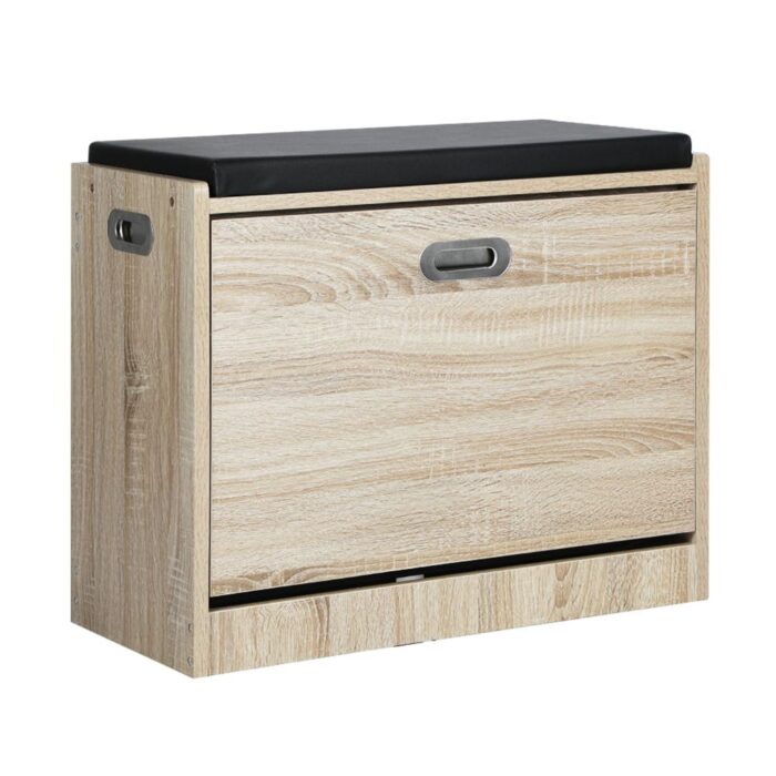 Oikiture Shoe Storage Bench with PU Seat 0.6M Wooden - Image 6