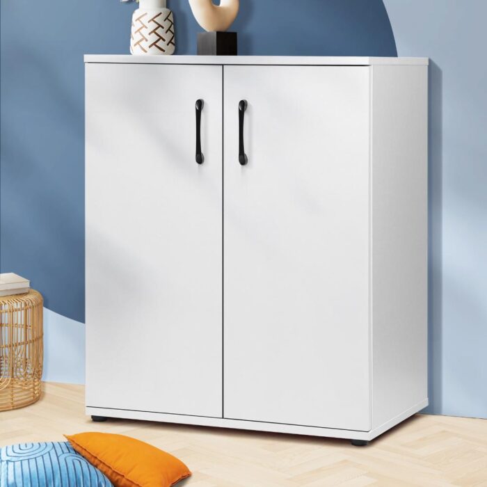 Oikiture Storage Cabinet 3 Shelves Freestanding White - Image 6