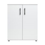 Oikiture Storage Cabinet 3 Shelves Freestanding White - Image 2