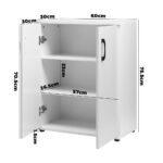 Oikiture Storage Cabinet 3 Shelves Freestanding White - Image 3