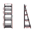 Artiss Bookshelf Corner Shelf 5 Tiers - ZANE Coffee - Image 2