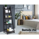 Artiss Bookshelf Corner Shelf 5 Tiers - ZANE Coffee - Image 3
