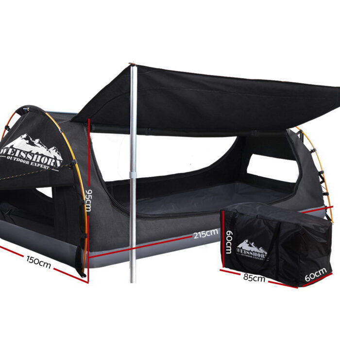 Weisshorn Double Swag Camping Swags Canvas Free Standing Dome Tent Dark Grey - Image 2