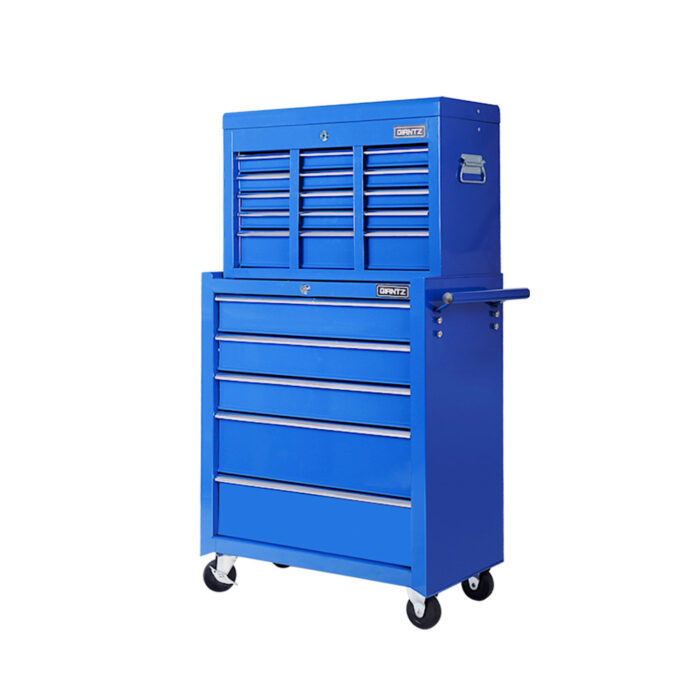 Giantz 14 Drawer Tool Box Cabinet Chest Mechanic Garage Storage Trolley Blue - Image 3