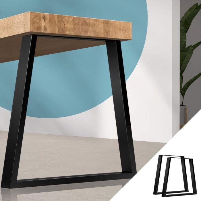 Oikiture 2x Dining Coffee Table Legs Industrial Vintage Bench Trapezoid Metal - Image 6