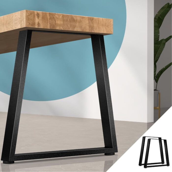 Oikiture 2x Coffee Dining Table Legs Industrial Vintage Bench Trapezoid Metal - Image 2