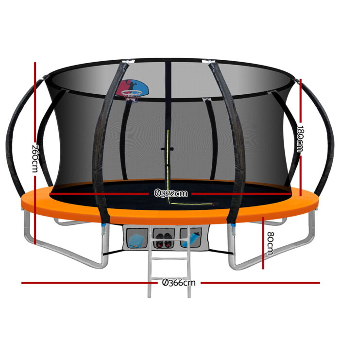 Everfit 12FT Kids Trampoline with Safety Net & Ladder Fun
