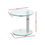 Artiss Coffee Table Round Tempered Glass Side End Beside Tables Cafe 45cm - Image 2