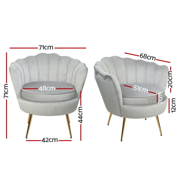 Artiss Armchair Velvet Grey Callista - Image 2