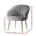 Artiss Armchair Velvet Grey Eloise - Image 2