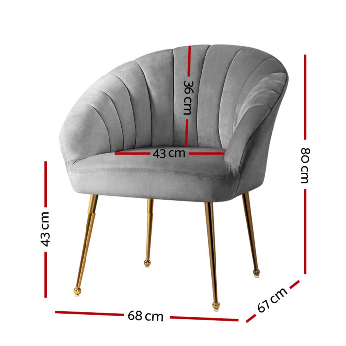 Artiss Armchair Velvet Grey Eloise - Image 2