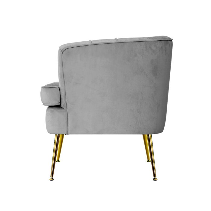 Artiss Armchair Lounge Accent Chair Armchairs Sofa Chairs Velvet Grey Couch - Image 4