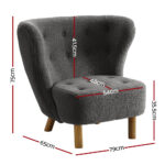 Artiss Armchair Lounge Accent Chair Armchairs Couch Chairs Sofa Bedroom Charcoal - Image 2