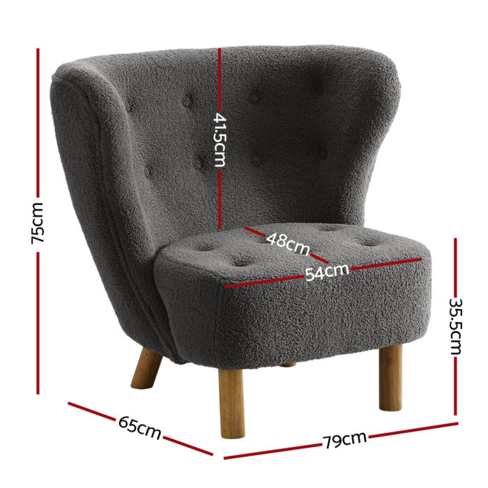 Artiss Armchair Lounge Accent Chair Armchairs Couch Chairs Sofa Bedroom Charcoal - Image 2