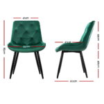 Artiss Dining Chairs Velvet Green Set of 2 Starlyn - Image 2
