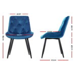 Artiss Set of 2 Starlyn Dining Chairs Kitchen Chairs Velvet Padded Seat Blue - Image 2