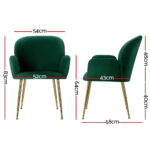 Artiss Dining Chairs Set of 2 Velevt Green Kynsee - Image 2