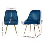 Artiss Dining Chairs Velvet Blue Set of 2 Nappa - Image 2