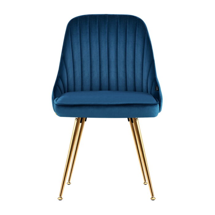 Artiss Dining Chairs Velvet Blue Set of 2 Nappa - Image 3
