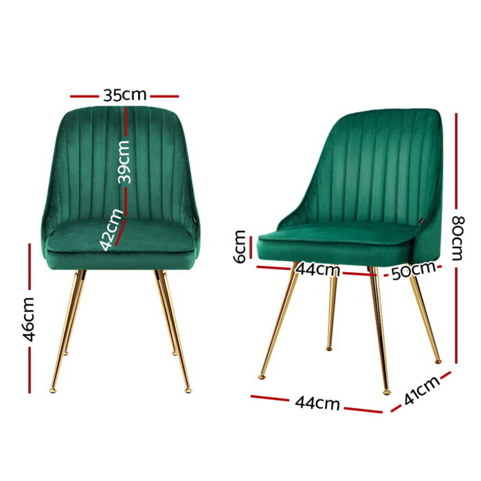 Artiss Dining Chairs Velvet Green Set of 2 Nappa - Image 2