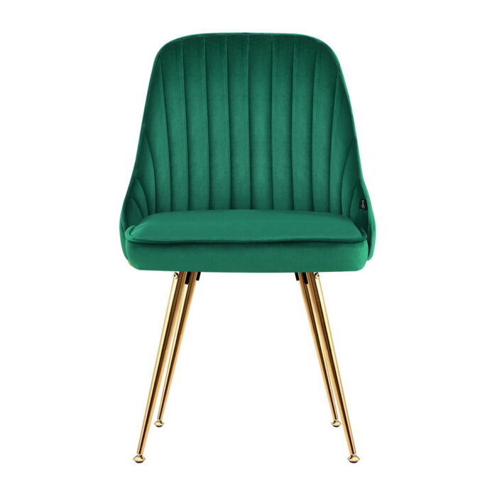 Artiss Dining Chairs Velvet Green Set of 2 Nappa - Image 3