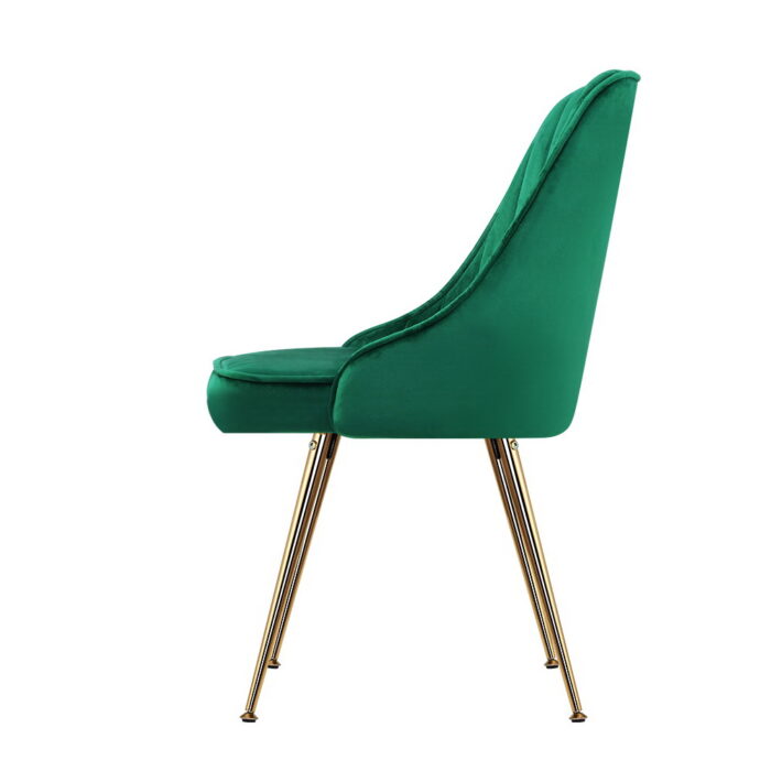 Artiss Dining Chairs Velvet Green Set of 2 Nappa - Image 4
