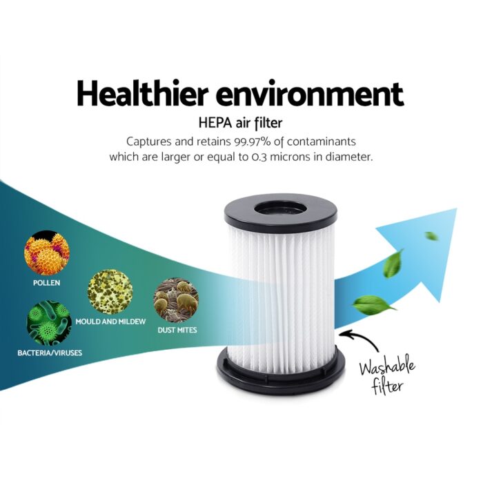 Devanti Handheld Vacuum Cleaner Cordless HEPA Filter Purple - Image 3