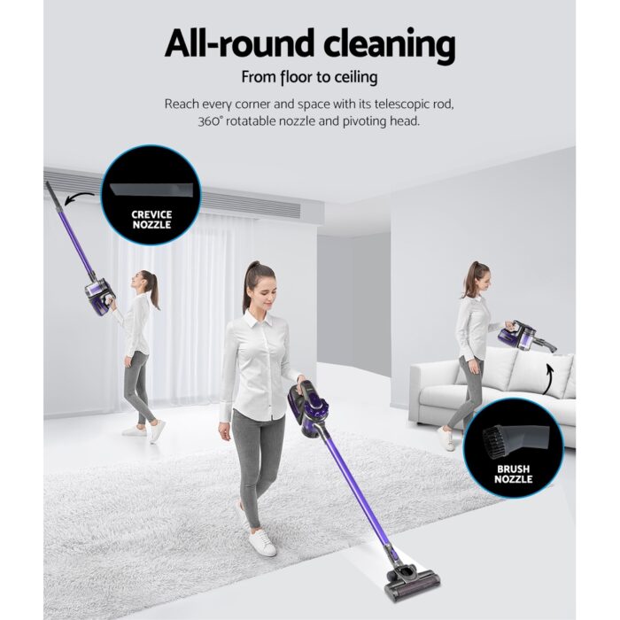 Devanti Handheld Vacuum Cleaner Cordless HEPA Filter Purple - Image 4