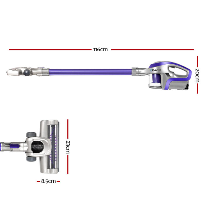 Devanti Handheld Vacuum Cleaner Cordless HEPA Filter Purple 150W - Image 2