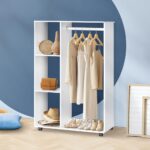 Oikiture Portable Wardrobe Open Storage Shelves Organizer Clothes Rack Hanging - Image 3