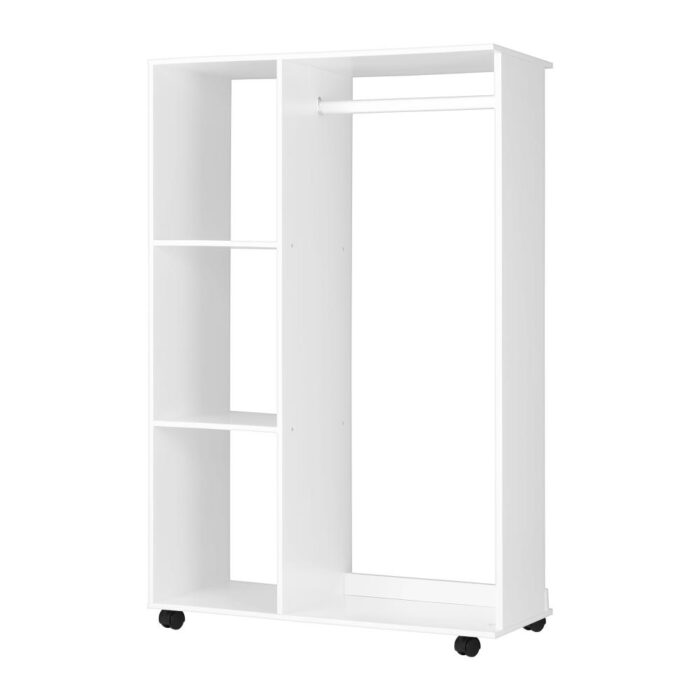 Oikiture Portable Wardrobe Open Storage Shelves Organizer Clothes Rack Hanging - Image 5