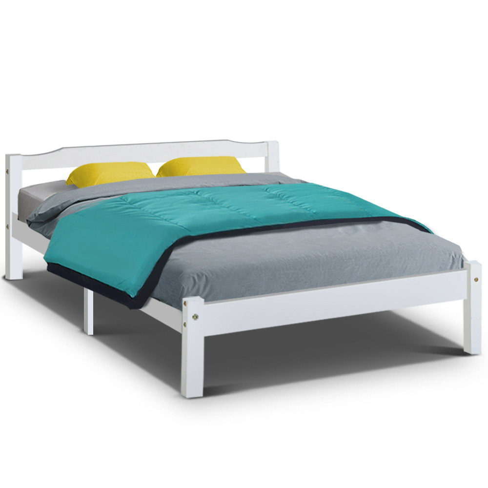 WBED-C-001D-137-WH-00 Artiss Bed Frame Double Size Wooden White LEXI - Image 1