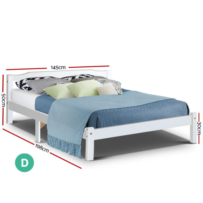 Artiss Bed Frame Double Size Wooden White LEXI - Image 2