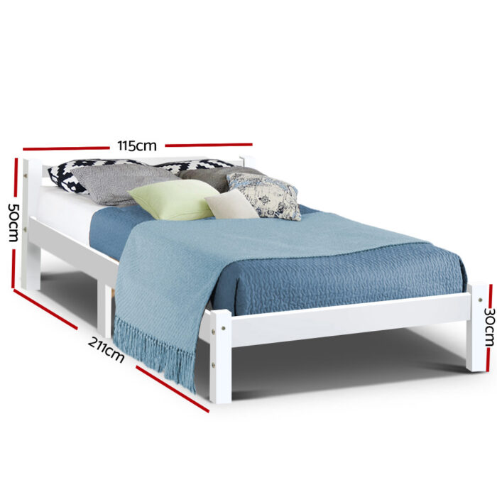 Artiss Bed Frame King Single Size Wooden White LEXI - Image 2