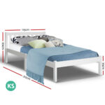 Artiss Bed Frame King Single Size Wooden White SOFIE - Image 2