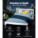 Artiss Bed Frame Queen Size Wooden White SOFIE - Image 3