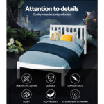 Artiss Bed Frame Single Size Wooden White SOFIE - Image 3