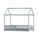 Artiss Bed Frame Wooden Kids House Frame Grey ROCK - Image 3