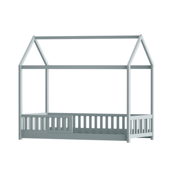 Artiss Bed Frame Wooden Kids House Frame Grey ROCK - Image 3