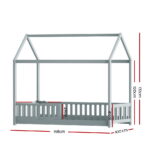 Artiss Bed Frame Wooden Kids House Frame Grey ROCK - Image 2