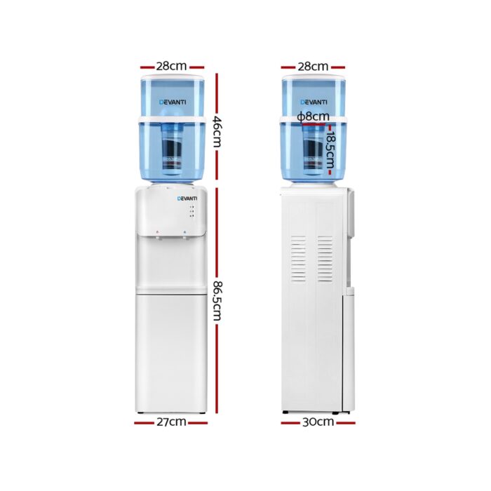 Devanti Water Cooler Dispenser Stand 22L Bottle White - Image 2