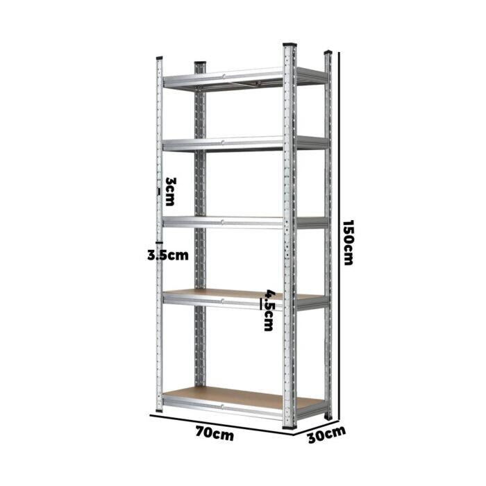 Sharptoo Warehouse Storage Rack Steel Frame 1.5m Silver - Image 3