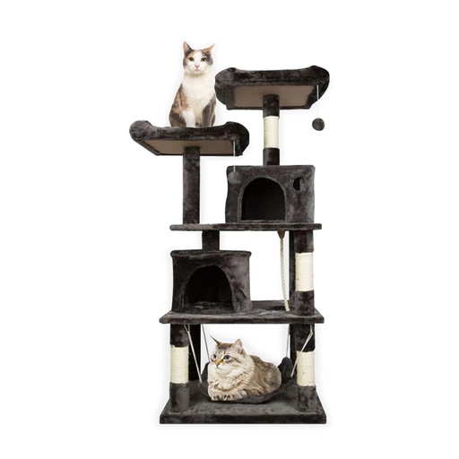 image_512 Floofi 145cm Plush Cat Condo Cat Tree Dark Grey - Image 1