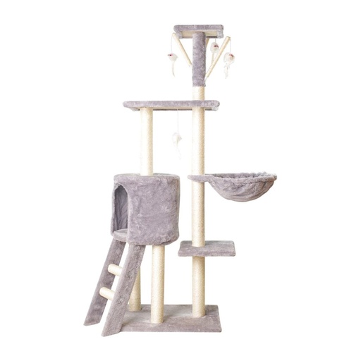 image_512 Floofi 138cm 5 Layer Plush Cat Condo Cat Tree Light Grey - Image 1