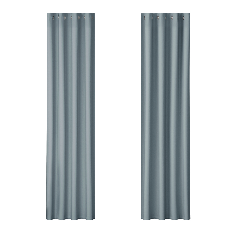 BC-MATT-140X230-GY-00 Artiss 2X Blockout Curtains Eyelet 140x230cm Grey - Image 1