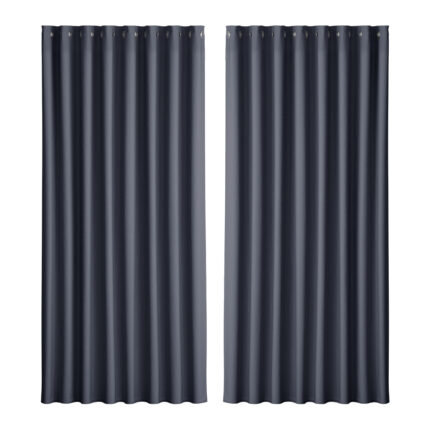 Artiss 2X Blockout Curtains Eyelet 300x230cm Charcoal