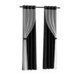 Artiss 2X 132x160cm Blockout Sheer Curtains Black